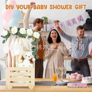 Caja de almacenamiento de madera para bebés, tipo cuadrada grande con ruedas para ropa y juguetes de 0 a 12 meses - Product Image 3