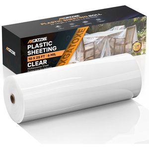 <b>Plastic</b> Sheeting <b>Roll</b> 10 X 25 Ft 6 Mil Clear UV Resistant Multipurpose Protection For Indoor Outdoor Use - Product Image 1
