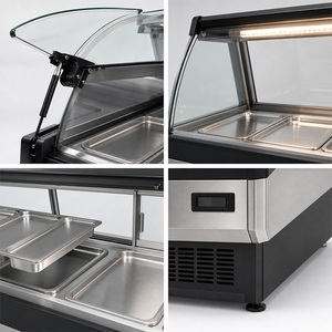 Vitrine réfrigérée commerciale de 1,5 mètre de long pour viande et aliments frais, avec plateau en acier inoxydable et dessus en verre incurvé, température 2-8°C, pour <span class=keywords><strong>boucherie</strong></span> - Product Image 4