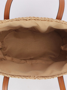 Summer Simple French <b>Square</b> Large Capacity Paper Rope Woven Bag Polyester Retro Fashion Daily Leisure Women's Tanjing - Product Image 3