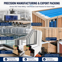 Fenêtre à battant en aluminium et bois pour maison passive, triple vitrage trempé, cadre composite, isolation thermique