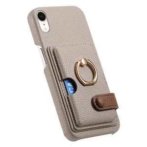 Luxury Card Holder Smart Phone Case for Iphone XR X XS 12 11 13 8 Plus Credit Wallet Pouch Leather Phone Case with Ring Holder