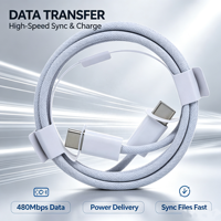 Câble USB-C vers C de 1 m 60W pour charge rapide et transfert de données, haute qualité pour téléphones mobiles iPhone 15, 16, 17