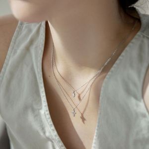 Dylam Trendy Minimalist Design Women 925 Sterling Silver Fine Jewelry Diamond 5A Zirconia <b>Cross</b> Pendant Layer Necklace - Product Image 5