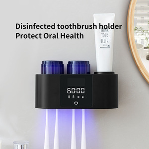 <b>Wall</b> <b>Mounted</b> LED <b>Toothbrush</b> Sanitizer Smart Oral Care <b>Holder</b> USB Charging Digital Display Touch Control - Product Image 4