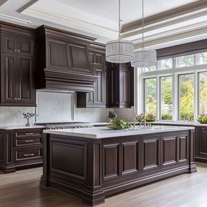 Gabinetes de cocina personalizados modulares de madera maciza de estilo clásico de color de lujo elegantes - Product Image 2