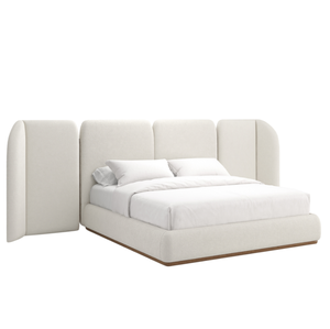 Lit king-size HEC Custom Midcentury Luxury, capitonné, avec structure en acier inoxydable et bois de teck, pour hôtels haut de gamme - Product Image 2