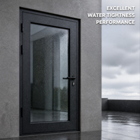 Porte à battant en aluminium avec double vitrage trempé, résistante aux ouragans, insonorisée, pour entrée de bâtiment commercial