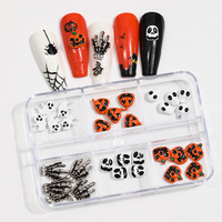 Décorations d'ongles 3D en alliage pour Halloween : Têtes de mort, fantômes, chauves-souris, citrouilles, ton doré