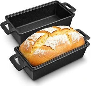 Molde rectangular resistente para hornear pan <span class=keywords><strong>de</strong></span> carne, <span class=keywords><strong>de</strong></span> <span class=keywords><strong>hierro</strong></span> fundido precurado, para pan casero <span class=keywords><strong>de</strong></span> masa madre, apto para horno y estufa. - Product Image 1