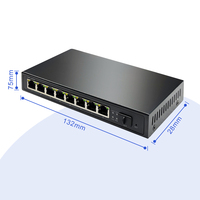 GXCOM 8 puertos 10/100/1000/2.5G PoE Switch no administrado 120W + 10G SFP Uplink IEEE802.3af/AT