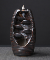 Grand brûleur d'encens à refoulement en céramique chinoise écologique, support aromatique, fourneau, tapis ignifuge, 7 couleurs
