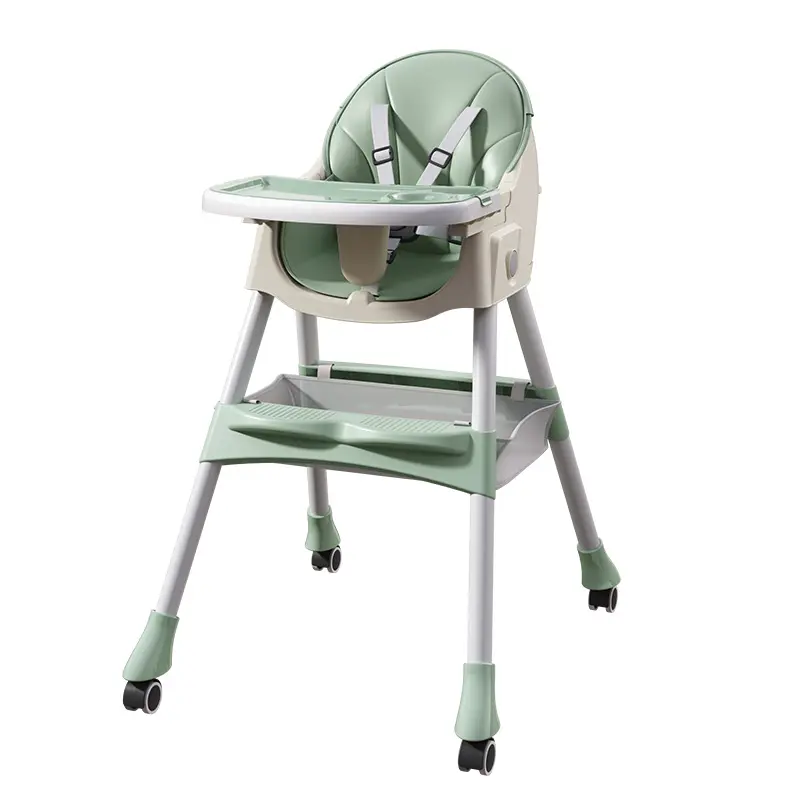 Multiple purposes plastic adjustable backrest sturdy steel pipes feet feeding chair for baby