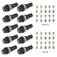 Soket Sekring Bakelite 6x30mm untuk Panel, Tipe Sekrup, DC 125V 250V 10A 15A dengan Sekring Kaca Cepat 5A 10A Termasuk