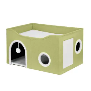 Neues Design Moderne Haustier möbel Warme Haustier-Schlaf betten Katzen-Aufbewahrung sbox mit Kratz baum