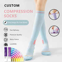 Chaussettes de compression professionnelles pour femmes, hauteur genou, 20-30 mmHg, nouveau design, longues, respirantes, en nylon, pour l'été, tricotées