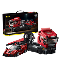 95002 Camión Scania con Remolque, Coche Deportivo Super Rafah FXXK, Juguete de Bloques de Construcción de Plástico de Alta Dificultad para Armar, Regalo para Niños