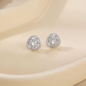 Boucles d'oreilles en diamant, taille brillant rond, or, pour femme, design géométrique, pour fiançailles - Product Image 3