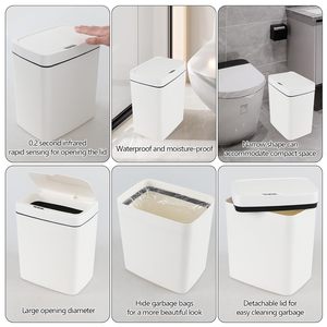 Vente en gros de poubelles de luxe pour la maison, 15L 18L, poubelle en plastique avec capteur de mouvement, poubelle automatique - Product Image 4