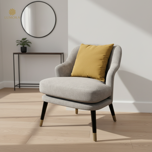 Sofá Individual Collins de Madera Moderna con Forma Semicircular, Diseño Confortable, Tapicería de Tela para Apartamento - Product Image 4