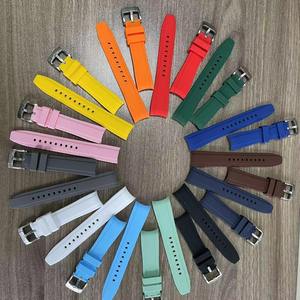 Factory Wholesale Stainless Steel Buckle Silicone Watch <b>Strap</b> for 20mm 22mm Curved End Sport Waterproof Pin Buckle - Product Image 1
