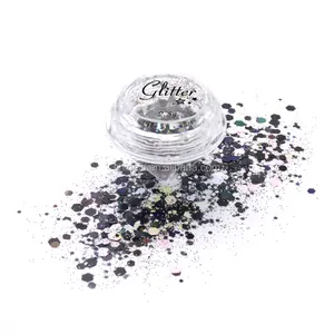 Wholesale Holographic Chunky Glitter Polyester Cosmetic Hair Face Body Glitter in Jar