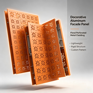Panneau de façade en aluminium orange, mur-rideau en métal perforé, revêtement extérieur décoratif, utilisation pour projets personnalisés - Product Image 6