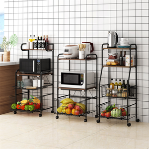High Quality 4 Tier Slim Black Storage Rolling Cart Mobile Metal <strong>Shelving</strong> Wheel Storage Rack for <strong>Kitchen</strong> - Product Image 4