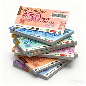 บัตรกำนัลแบบกำหนดมูลค่าเอง บัตรของขวัญพร้อมบาร์โค้ด หมึก UV มองไม่เห็น บัตรเข้างานสำหรับห้างสรรพสินค้า ร้านอาหาร และธุรกิจ - Product Image 1