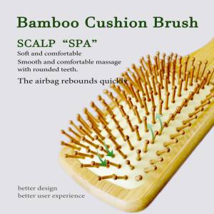 Eco Bambus Haar bürste Natur Holz Anti statische Entwirrungs bürste Haar Kopfhaut Massage Kamm Luftkissen Massage gerät Bürste - Product Image 4