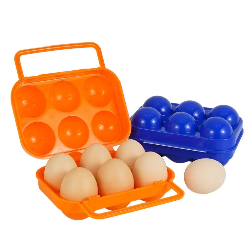 RoseFlower屋外プラスチックポータブルキャンプ6卵キャリアコンテナ卵収納ボックスケースハンドル付きキッチンプラスチックエッグホルダー