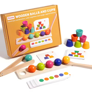 Jouet éducatif en bois pour enfants : Gobelets de tri des couleurs, stimulation des sens, coordination œil-main et pensée logique. - Product Image 4