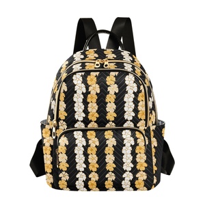 Aloha Style Puakenikeni <b>Lei</b> Design Quilted Polyester Travel School Bag Small Girls Rucksack Hawaii Custom Backpack With Logo - Product Image 1