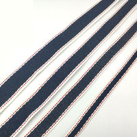 Ruban en polyester tissé Cowboy Jump Line, sergé intermédiaire, bleu marine, points rouges, pour accessoires vestimentaires