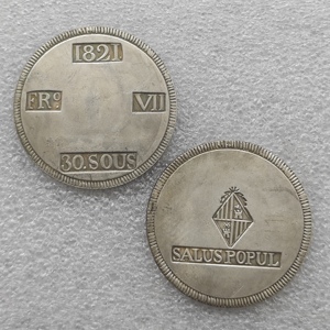 Moneta commemorativa in stile antico del 1821 di Ferdinando VII, 30 Sous di Maiorca, Spagna, per regali e decorazioni per la casa - Product Image 2