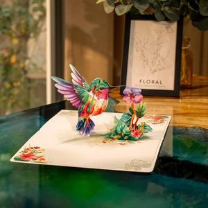 Hummingbird Pop-Up Mother's Day 3D Greeting Card 4 Color Digital Printing Paper <b>Matte</b> <b>Varnish</b> Rectangle - Product Image 5