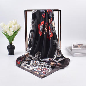 Nuevo diseño Retro Floral 90*90cm cuadrado seda sensación <span class=keywords><strong>Bandana</strong></span> Boho cabeza bufandas para mujeres niñas - Product Image 4