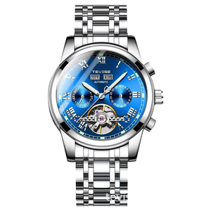 Montre mécanique automatique grand format avec calendrier perpétuel, 38 mm, lumineuse, en acier inoxydable transparent, pour homme - Product Image 5