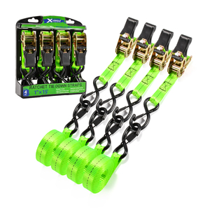 Lot de 4 sangles d'arrimage <span class=keywords><strong>à</strong></span> <span class=keywords><strong>cliquet</strong></span> de 1 pouce, 800 kg, pour motos, avec crochets - Product Image 1
