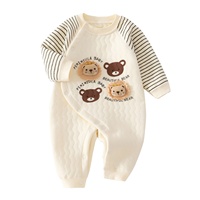 Combinaison en coton respirant à imprimé ours, trois couches épaisses, pour bébés de quelques mois, automne-hiver, super mignonne et chaude