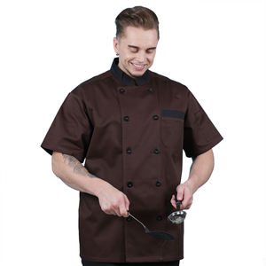 Botones de doble botonadura Gris Carbón gris claro poliéster algodón mezcla Hotel uniforme cocina restaurante Chef abrigo chaqueta - Product Image 5