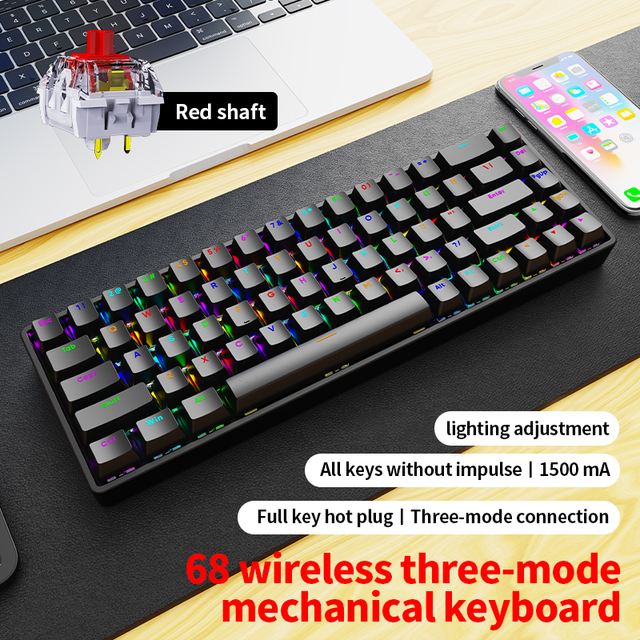 Customized 68-Key Lightweight Mechanical Gaming Keyboards High-Value PBT Material Red Blue Switches USB Interface New Product