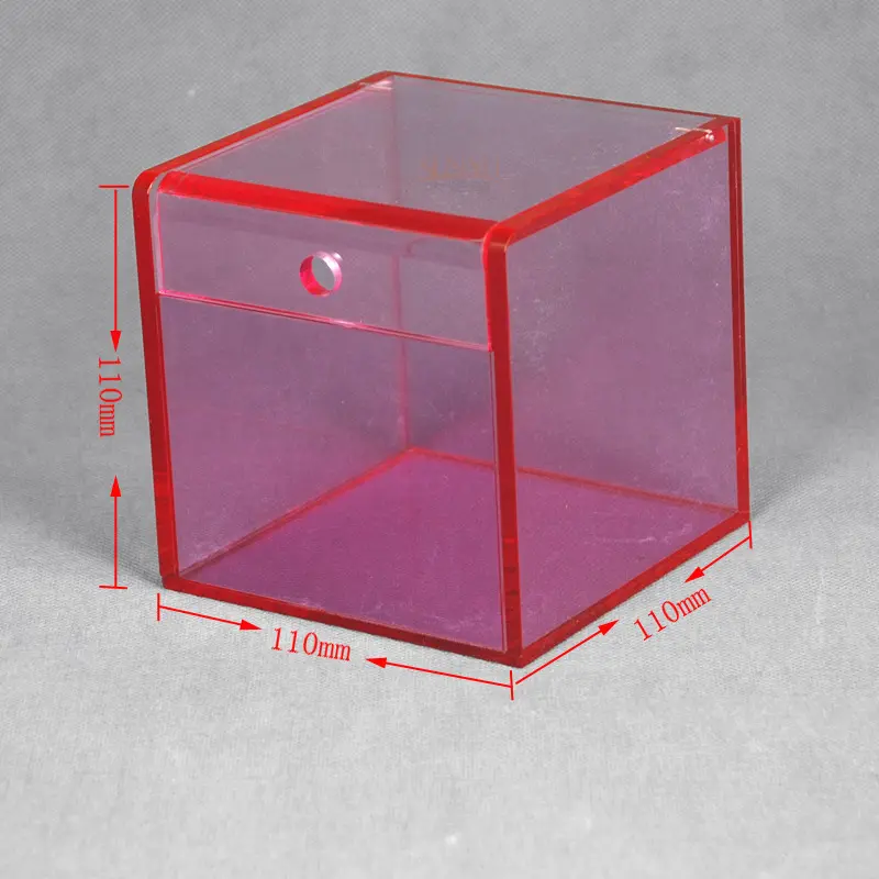 Récipient en acrylique rose néon personnalisé de haute qualité boîte carrée de stockage de maquillage boîte en acrylique