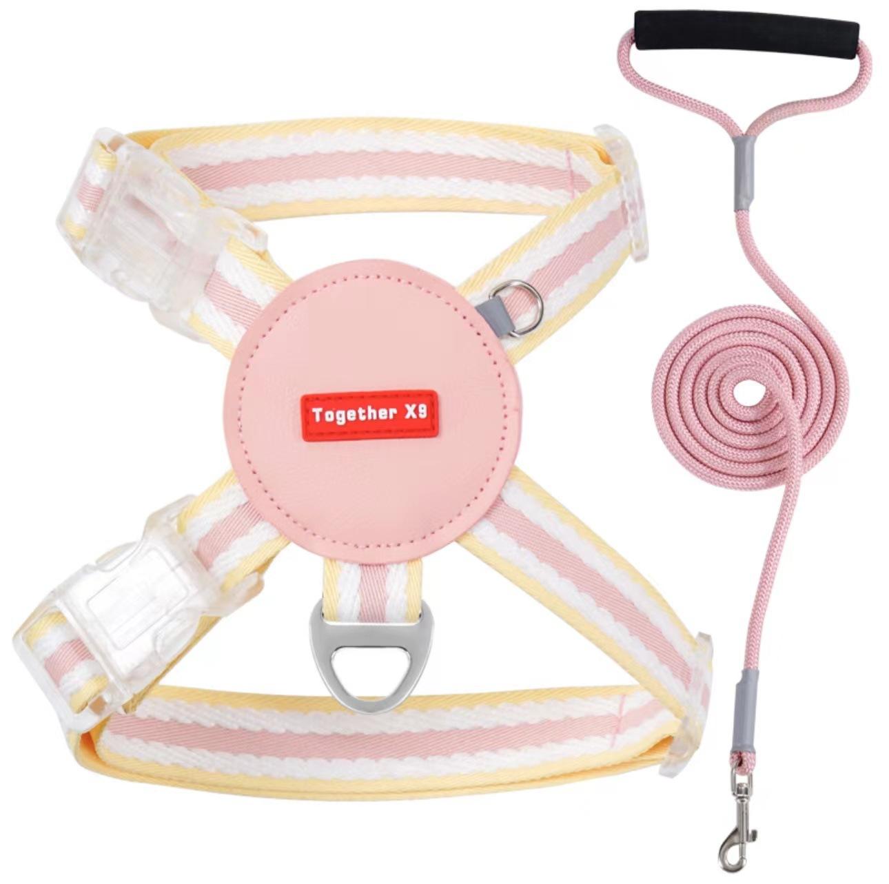 Harnais et laisse roses