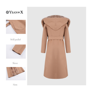 <span class=keywords><strong>Manteau</strong></span> long <span class=keywords><strong>en</strong></span> <span class=keywords><strong>cachemire</strong></span> de luxe pour femmes - Col <span class=keywords><strong>en</strong></span> fourrure de renard véritable, prix d'usine - Product Image 4