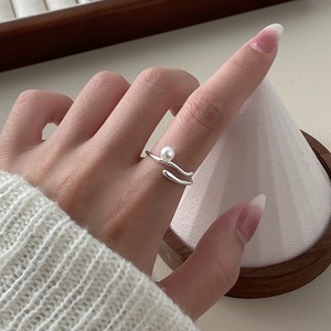 Pearl <b>Ring</b> S925 Sterling Silver Women's <b>Open</b> Index Finger Niche Design Everyday Wear - Product Image 2