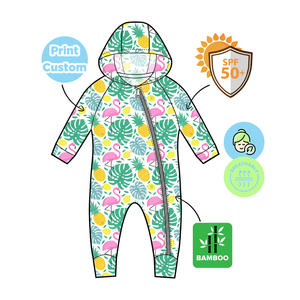 Buttery yumuşak bambu viskon upf50artı güneş güvenli koruyucu kaput nem esneklik 2 yollu fermuar kolay değişim Romper - Product Image 1