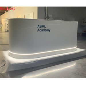 Comptoirs de caisse modernes en pierre artificielle avec LED et coins arrondis pour magasins de détail, avec logo - Product Image 2