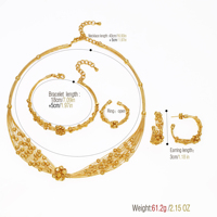 Ensemble de bijoux tendance pour femme : collier, boucles d'oreilles, bracelet et bague en cuivre de haute qualité – Collection complète pour mariage et soirée
