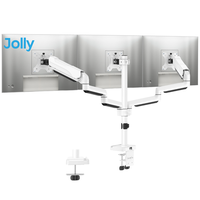 Support triple moniteur jusqu'à 27 pouces, blanc, pour 3 moniteurs, fixation sur bureau